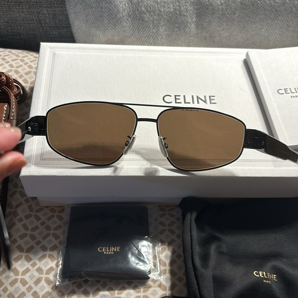 Celine Metal Triomphe 57MM Pilot Sunglasses - Picture 8 of 9